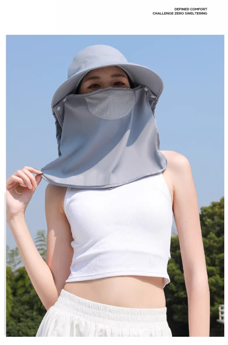 DUSENNA Women's Sun Protection Hat Detachable Neck Cover Outdoor Summer UV Protection Face Shield Hat 15