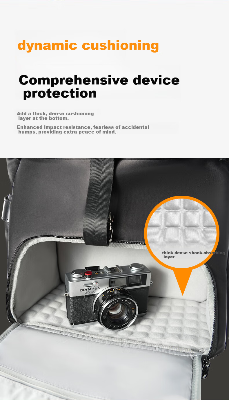Zhuoer Vitality Series Square Camera Bag Photography Backpack Casual Minimalist Style Top and Bottom Compartments One Camera Two Lenses 15L Pearl White 10
