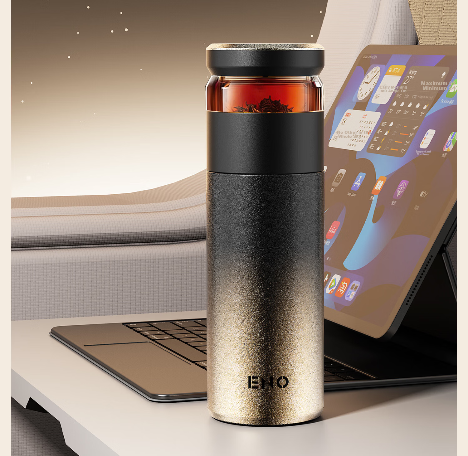 Eno 2026 New High-End Pure Titanium Insulated Water Bottle for Men and Women, Health Preservation Tea Separation Tea Brewing Cup, Gift Cup 20