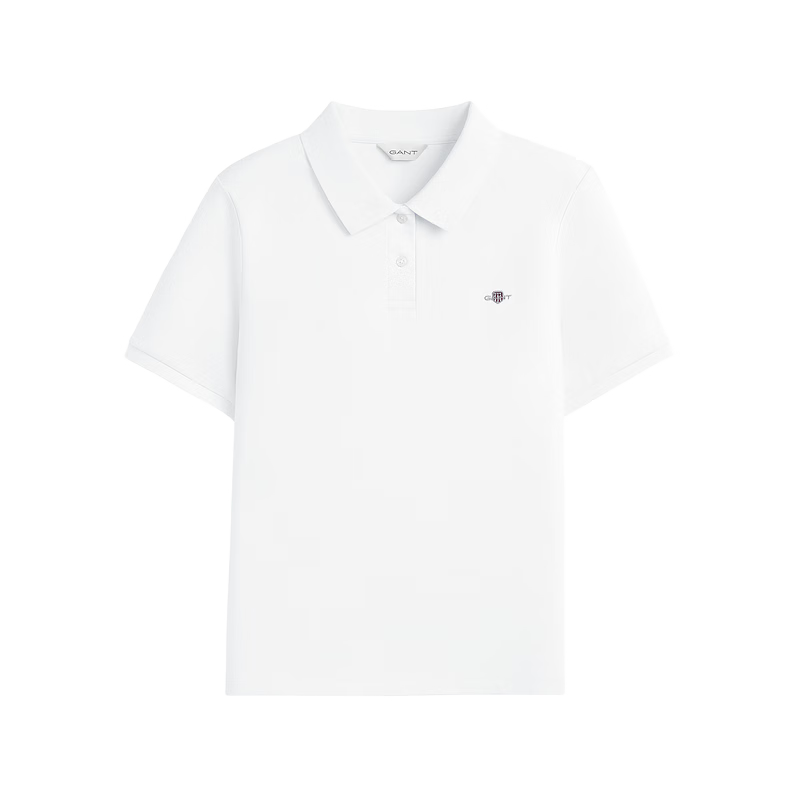 GANT Outstanding Polo Spring Summer Women's Cotton Short Sleeve Polo Shirt with Lapel Collar 115-Clean White 2XL