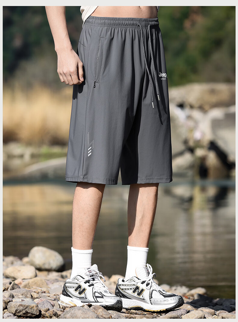 JEEP SPIRIT Men's Casual Summer Quick-Dry Outdoor Workwear Breathable Skin-Friendly Six-Point Shorts 11