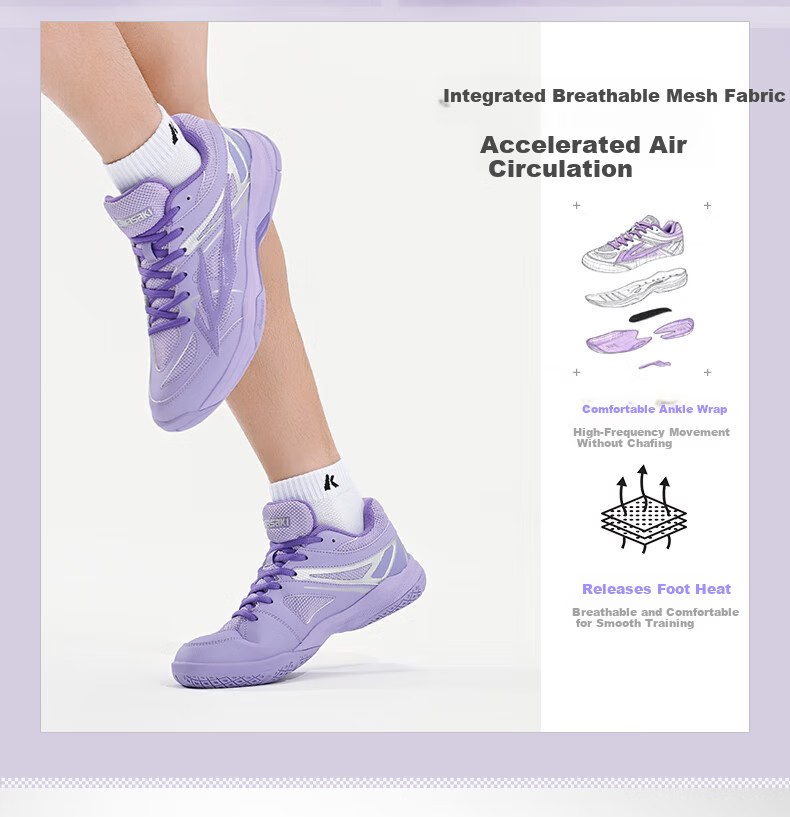 KAWASAKI Unisex Professional Carbon Plate Badminton Shoes Non-Slip Shock Absorption Indoor All-Purpose Training and Competition Sneakers 16