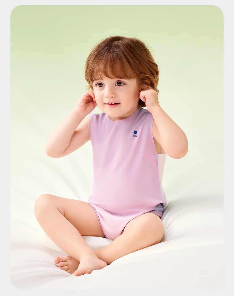 Babycare Natural Cooling Adjustable Triangle Romper Baby Bodysuit Moisture-Wicking Quick-Dry Jumpsuit Ice Grape 80 27