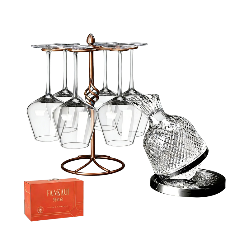FANKAQI Luxury Crystal Wine Glass Set with Decanter for Housewarming and Wedding Gifts