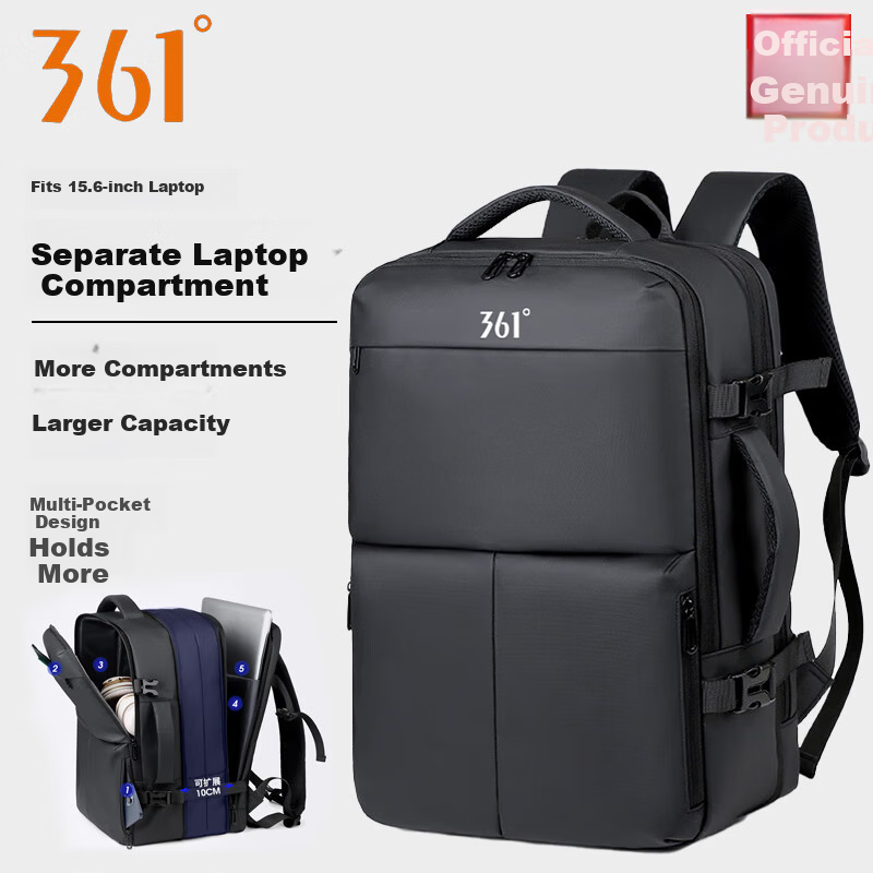 361° Backpack Men's Business Large Capacity Dual Shoulder Bag Independent Laptop Compartment Commuter Travel Casual Bag