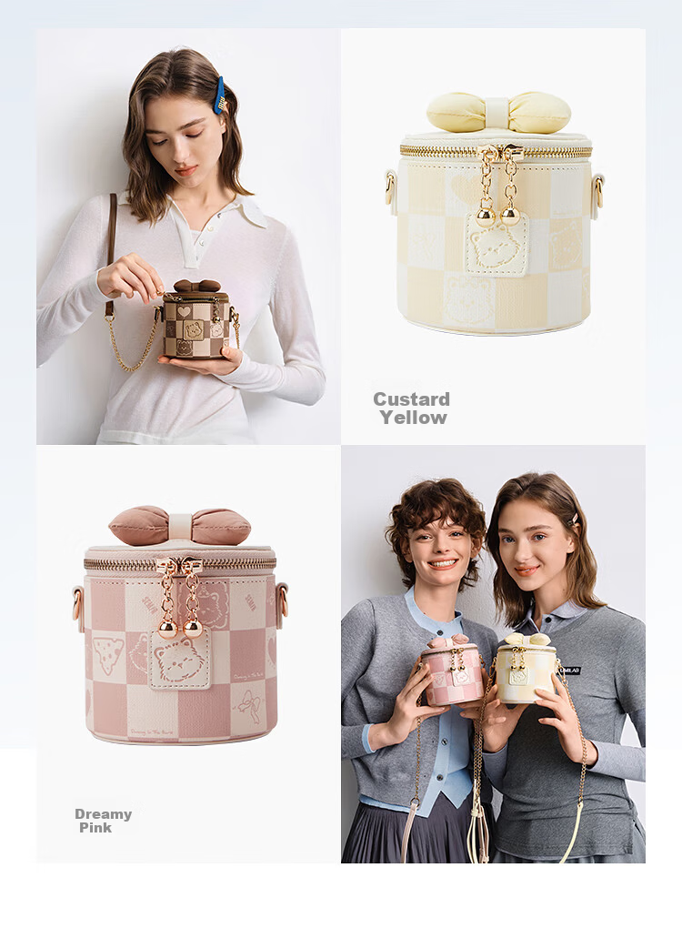 Semir Cute Dog Crossbody Bag for Women Makeup Box Checkerboard Bowknot Small Bag Gift 105825153003 4