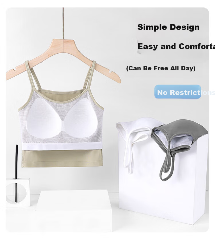 FitonTon Women's Seamless Ice Silk Camisole with Chest Pad, Backless Bra-Free Innerwear, Basic Layering Tank Top 5