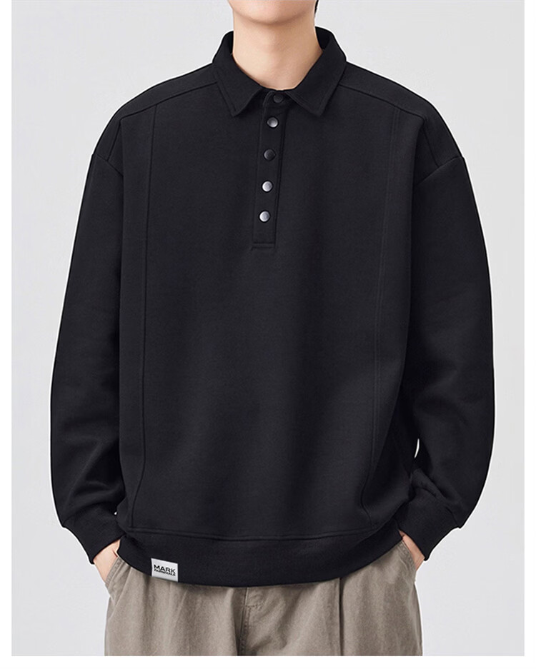 MARK FAIRWHALE Men's Sweatshirt Spring and Autumn Casual Jacket Long Sleeve Polo Shirt Men's T-Shirt Top Heather Gray XL 1