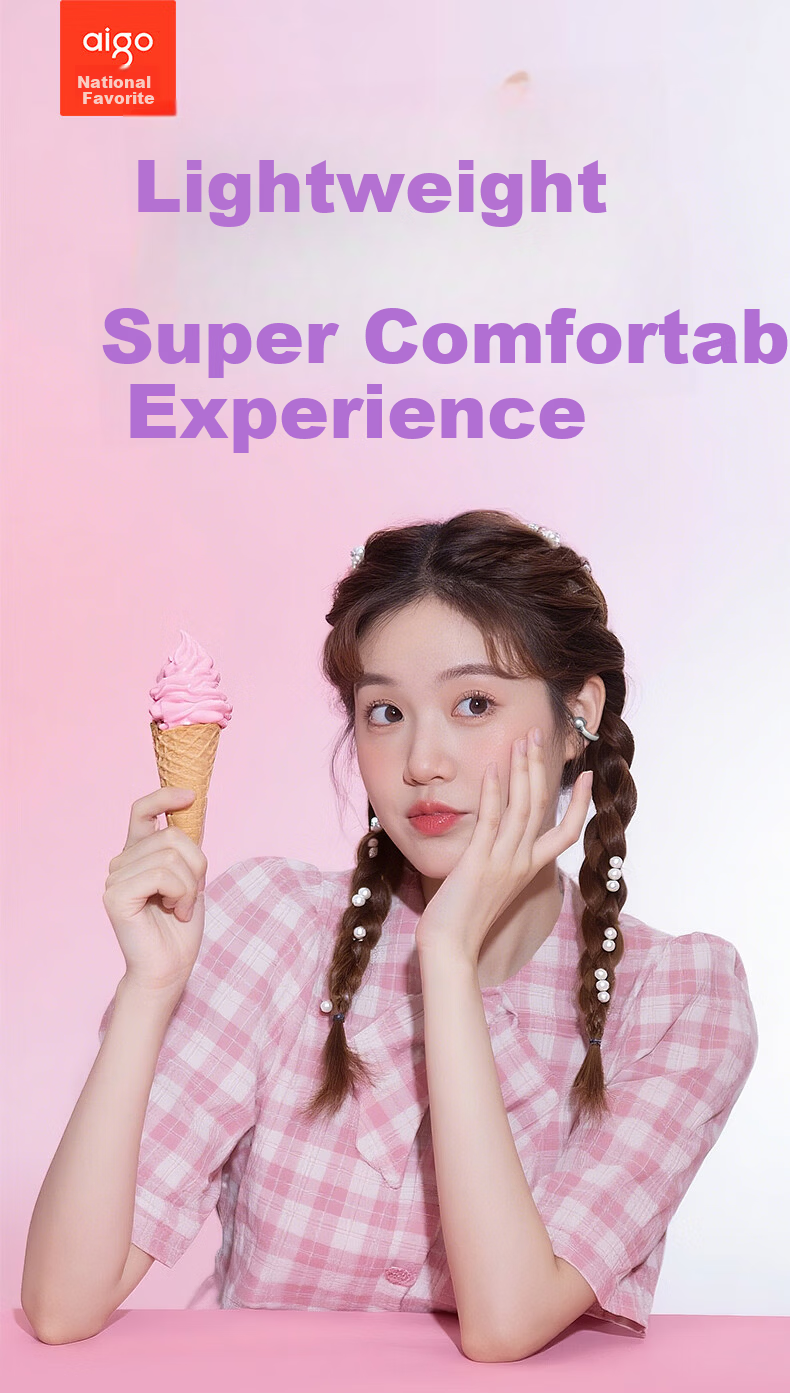 Aigo Bluetooth Ear Clip Open-Ear True Wireless Bluetooth 6.0 Children's Bone Conduction Concept Sports Running Earphones Purple 1
