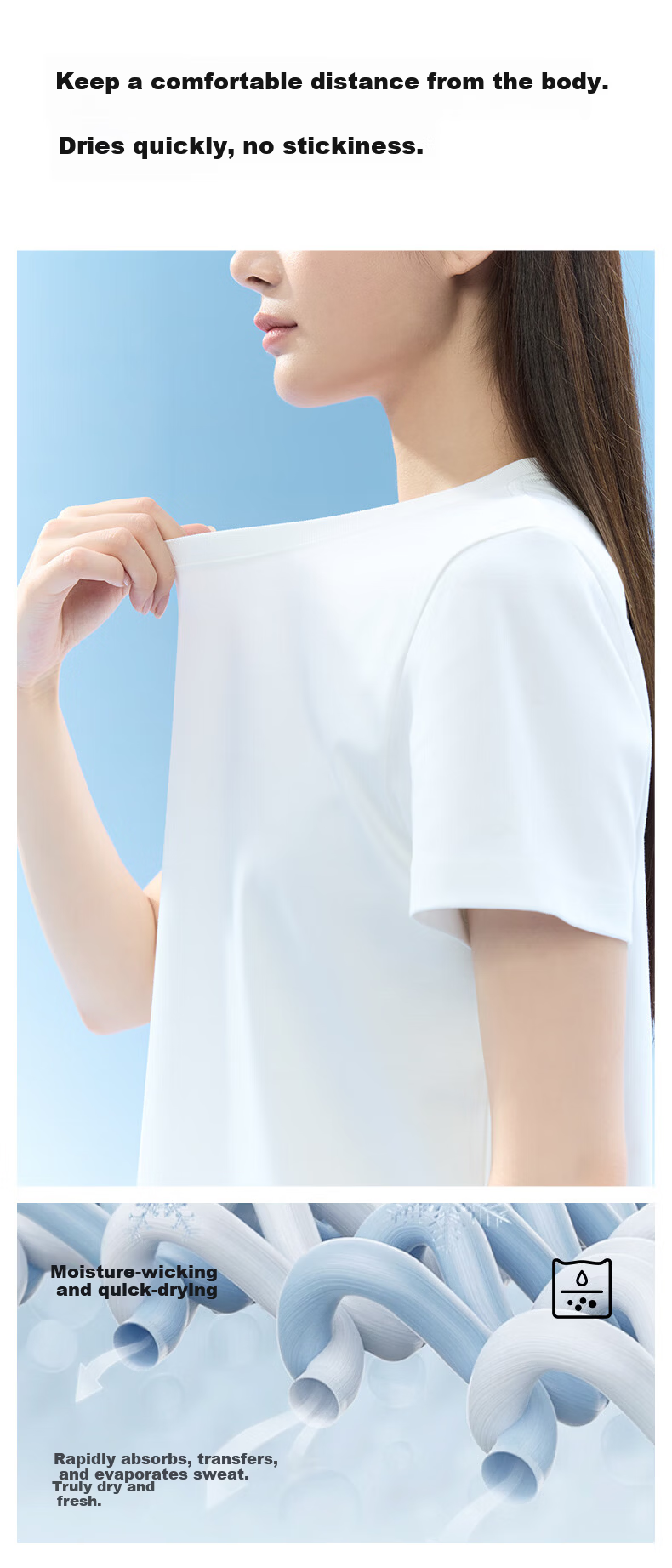 MiiOW New Water Shine T-Shirt Women's Liquid Ammonia 100% Cotton Crew Neck Casual Sports Base Shirt 4