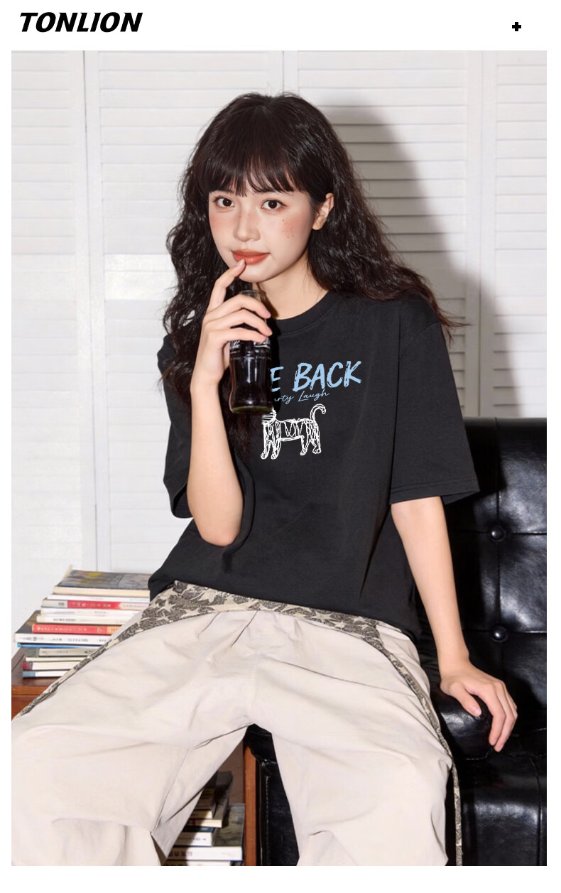 TonLion Women's Pure Cotton Short Sleeve Summer New Round Neck Loose T-Shirt Trendy Cartoon Anime Design Top 15