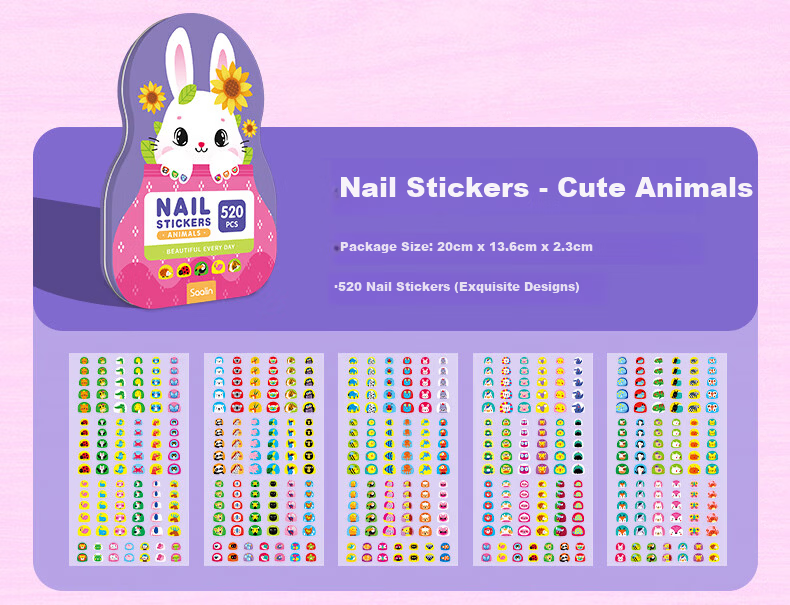 SAALIN Children's Cartoon Nail Stickers Nail Polish Set Waterproof Safe Peelable Princess Girl Toy Gift 18