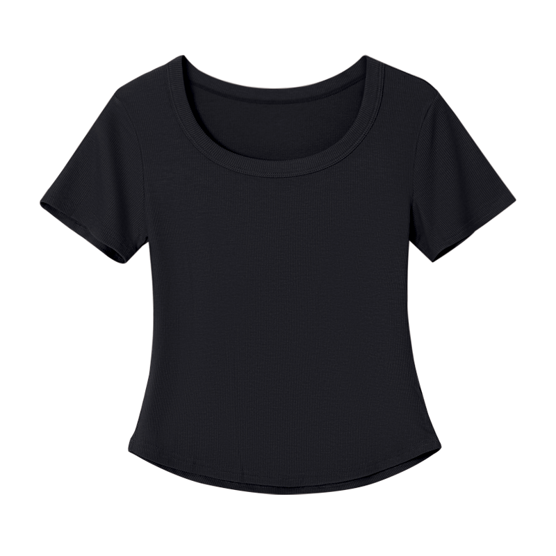 Hodo 10A Antibacterial Modal Short Sleeve T-Shirt for Women, Round Neck, Versatile Waist-Slimming Short Fit Base Tee