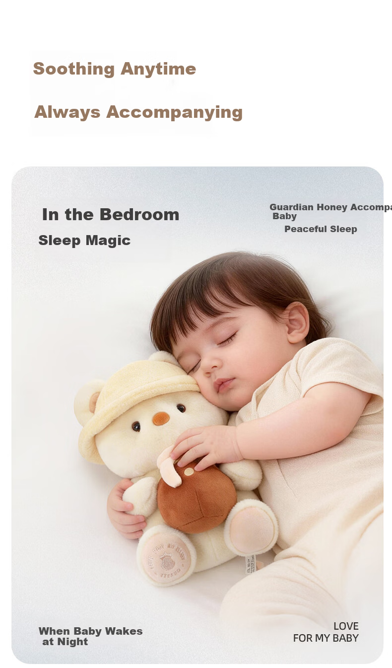 YEEHOO Newborn Baby Bear Smart Interactive Plush Soothing Toy Doll Infant Meeting Gift Baby Birthday Present 6