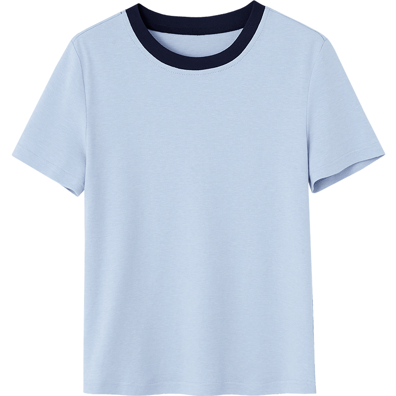 Demana [with Lyocell Wool] Spring Urban Simple Colorblock Crew Neck Short Sleeve Stretch Slim Fit Women's T-Shirt