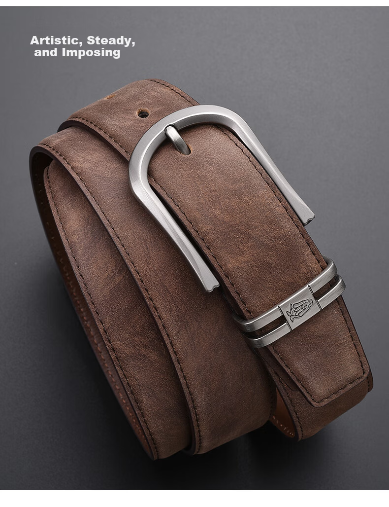 Hush Puppies Men's Leather Belt Simple Classic Versatile Birthday Gift for Boyfriend with Practical Gift Box 4