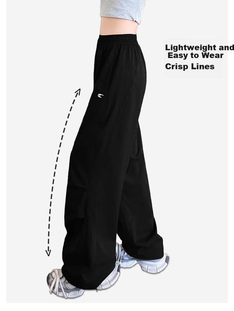 BOPRUIEY Women's Quick-Dry Work Pants 2025 New Autumn Curved Blade Pants American Casual Sports Loose Wide-Leg Pants 9