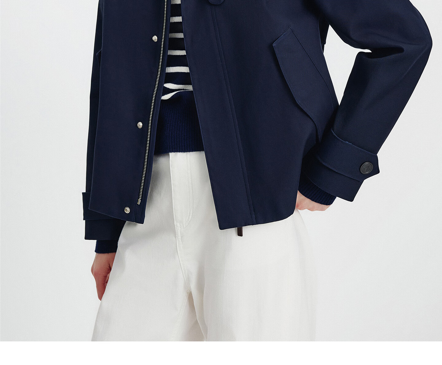 NaviKeel Italy Small Sailboat Women's Short Workwear Trench Coat Full Cotton Barn Style Jacket 2331505501 Blue L 16