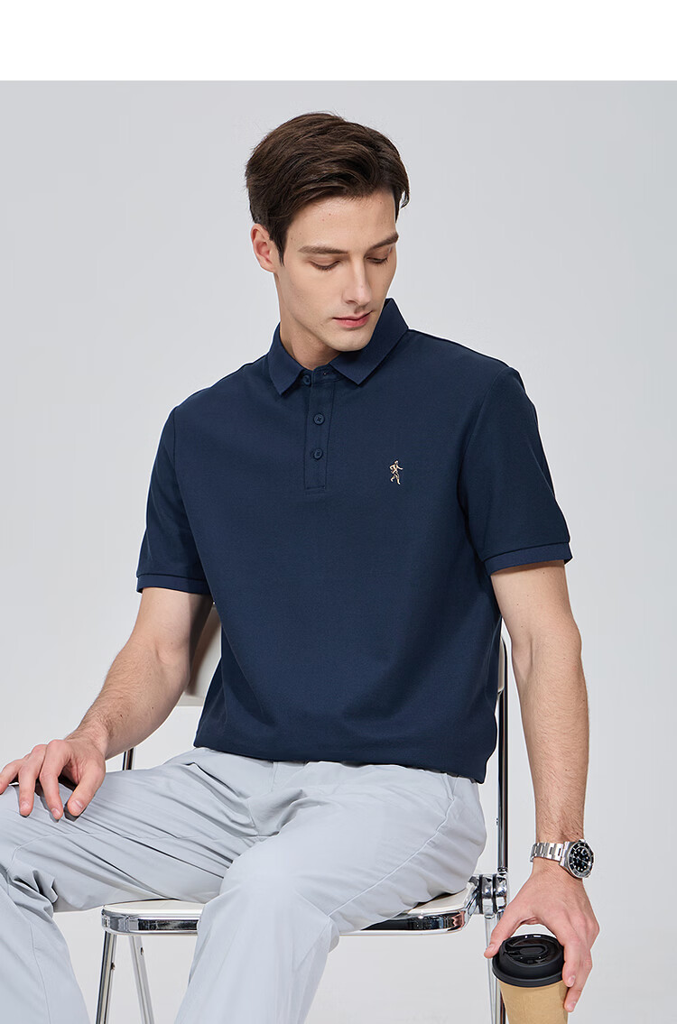 Dance with Wolves [Instant Cooling] Premium Fabric Summer Men's Commuter Antibacterial Short Sleeve Polo Shirt 001 Black XL 20