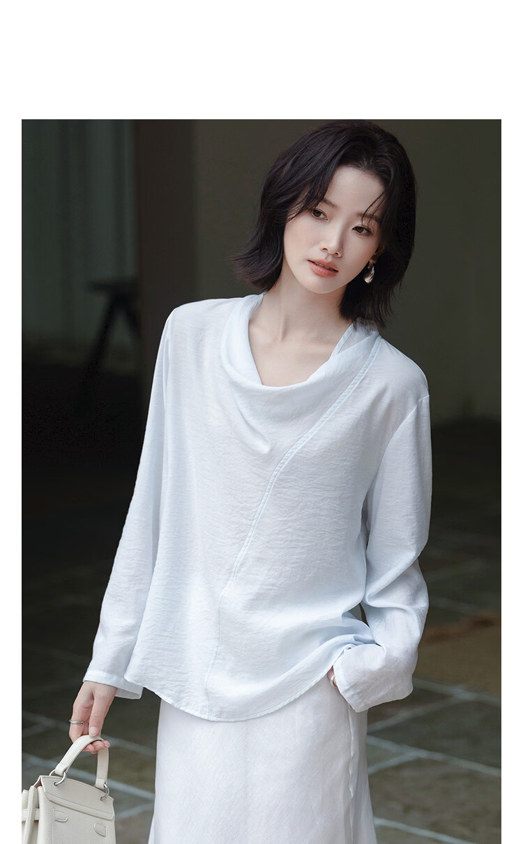 Demana Champs-Élysées Spring French Elegant Loose Fit Small Size Silky Comfortable Women's Blouse 14