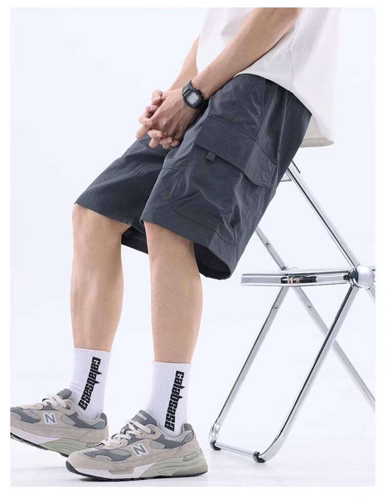 JEEP SPIRIT Men's Ice Silk Quick-Dry Shorts Summer Thin Loose Casual Sports Versatile Five-Point Pants Dark Gray M 1