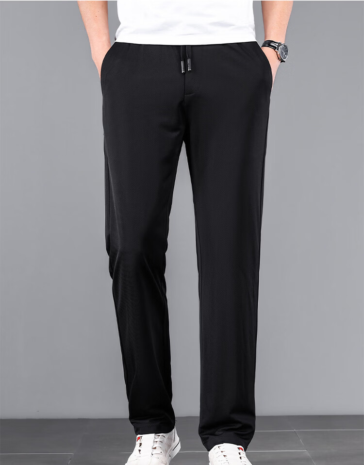 Hodo Men's Casual Pants Autumn Winter Fleece Lined Loose Warm Wrinkle-Resistant Stretch Straight Leg Trousers Black L 10
