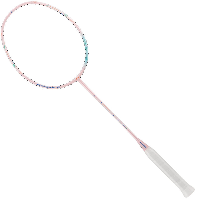 LI-NING Badminton Racket New Color Thunder Mini Steel Cannon Full Carbon Single Racket Light Smoke Pink 5U Pre-Strung AYPW011-50