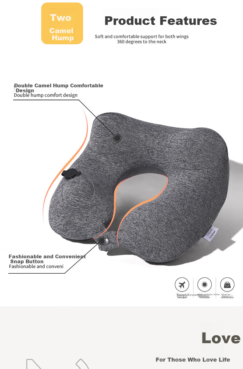 JAJALIN Inflatable U-Shaped Travel Neck Pillow Portable Sleep Aid for Long Trips Pressurized Cervical Support Pillow 4