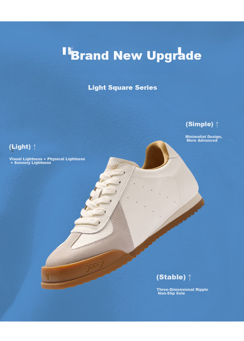 Gongji Autumn Winter Women's German Training Shoes, Height Increasing Thin Sole Sneakers, Moon White, Size 37 2