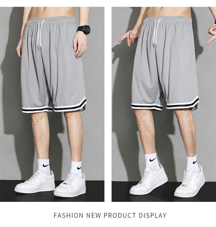 NASA GISS Men's Shorts Summer Ice Silk Thin Soft Loose Breathable Sports Basketball Five-Point Pants Black XL 9
