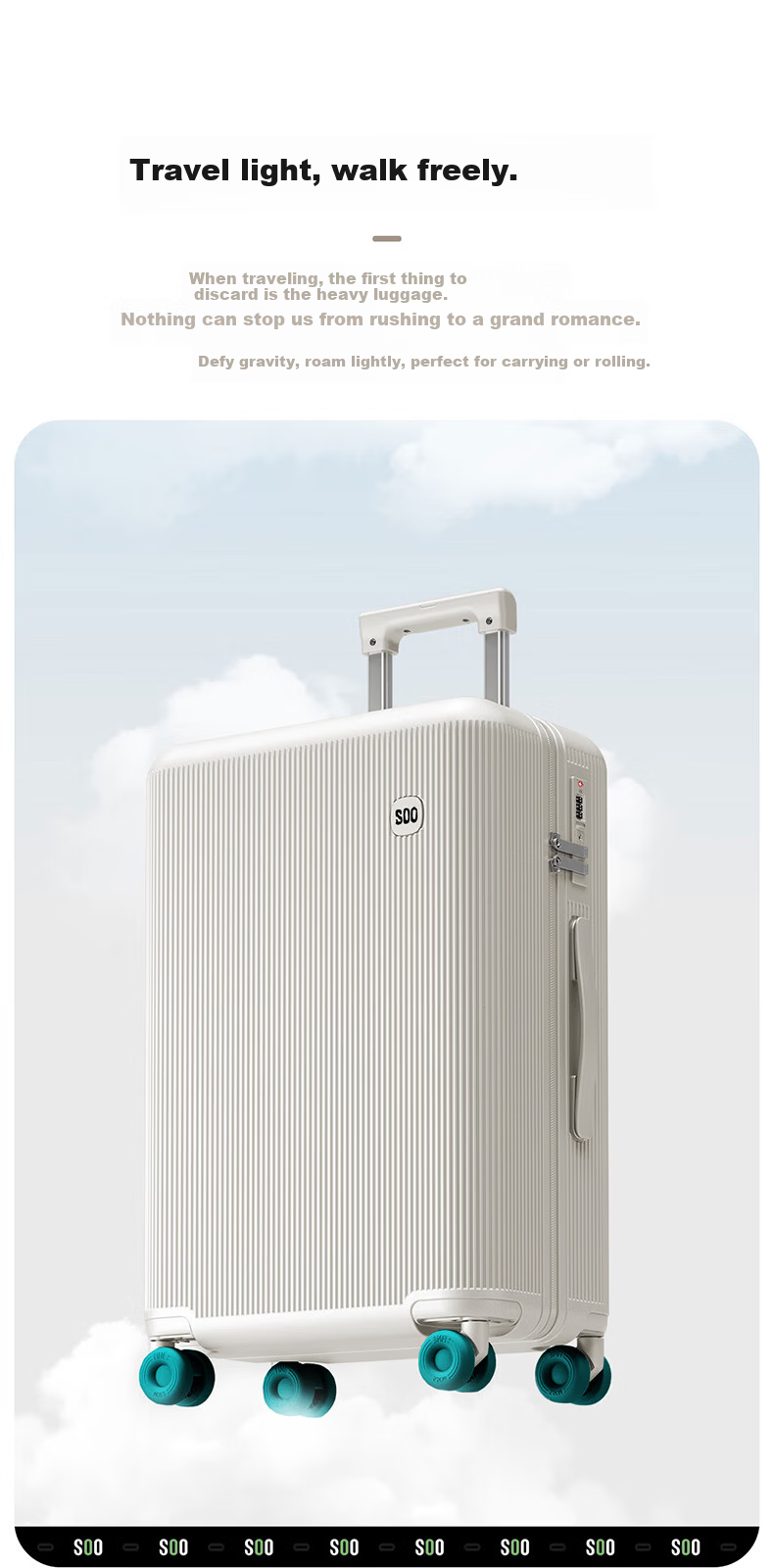 SOO 22-inch Luggage Suitcase for Women, Small Travel Trolley Case for Men, Durable with Password Lock, Starry Gray 5