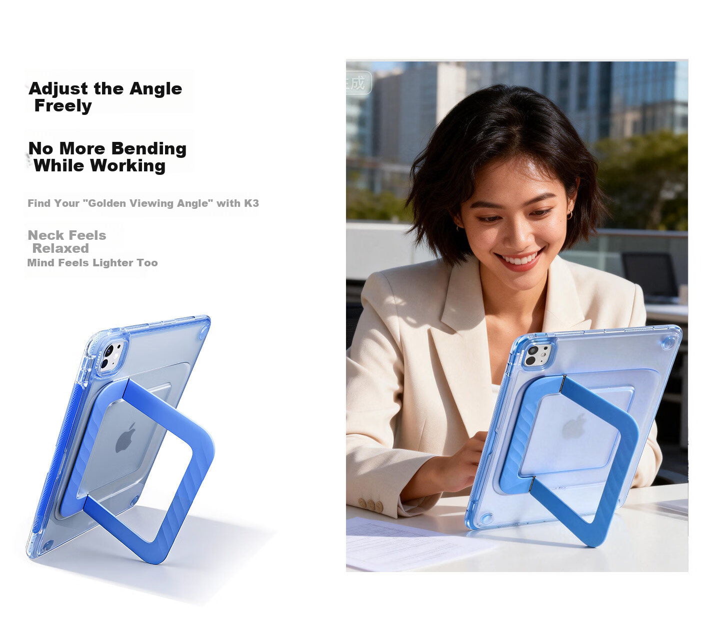 Torras Ultra-Thin iPad Stand Case for iPad Pro 2025/2024, 11-inch iPad Pro Protective Cover with M5/M4 Chip, Pencil Slot, Stand, Blue 11