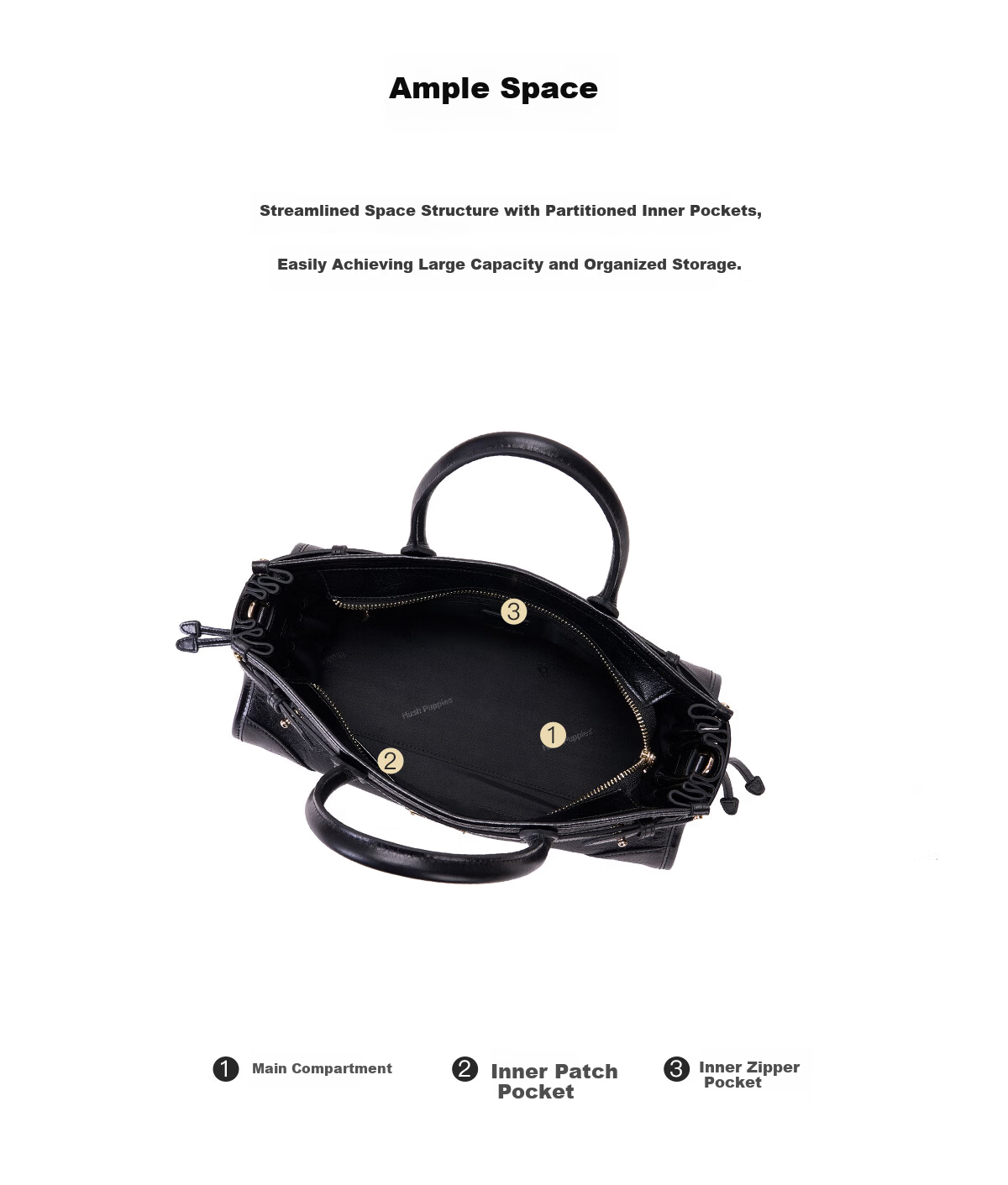 Hush Puppies Women's 2025 New Fashion High-End Handbag Commuter Tote Large Capacity Shoulder Bag Birthday Gift 7