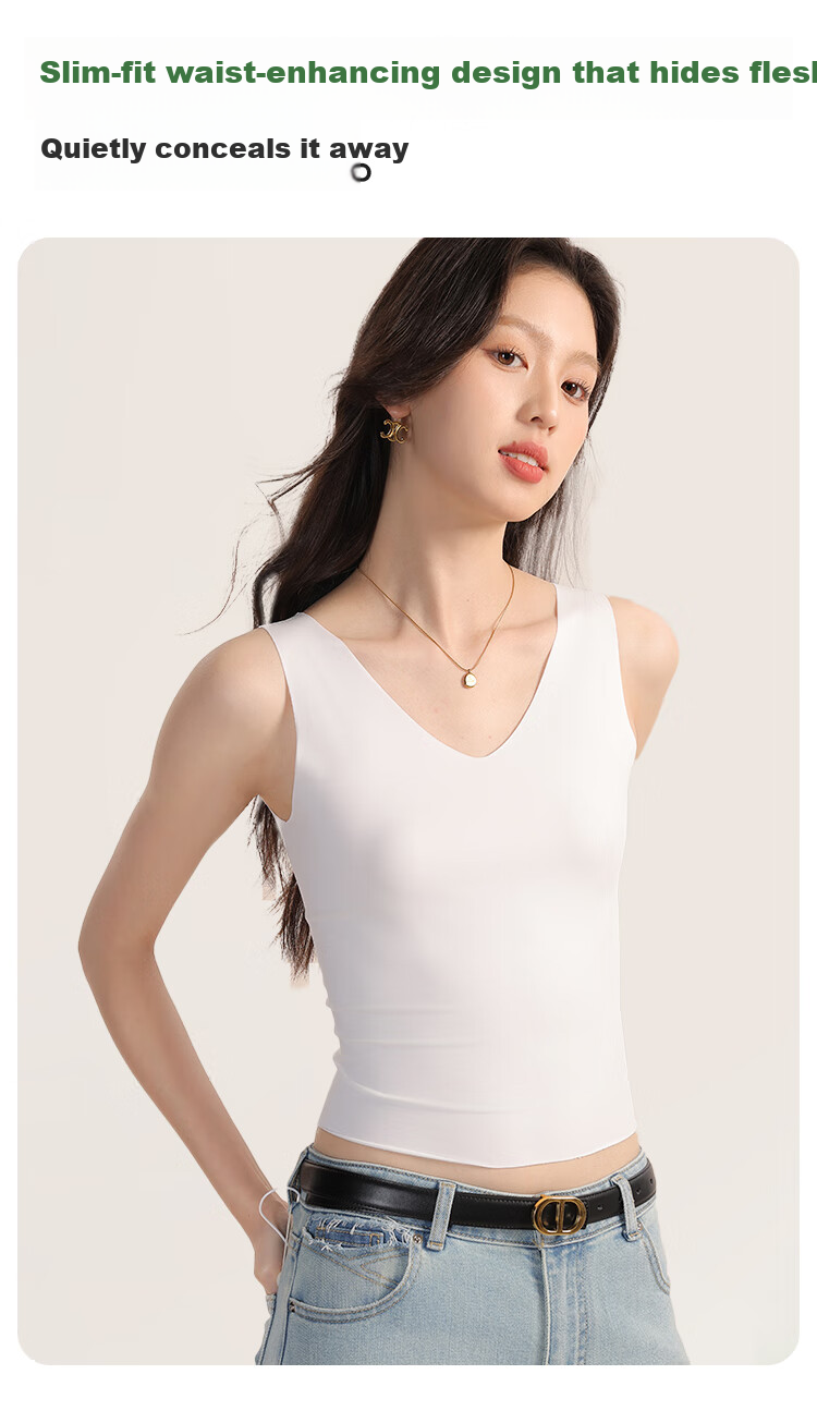 MiiOW Ice Silk Seamless Women's Camisole Vest [Cooling and Anti-See-Through] Summer Short Crop Top 2 White M 9