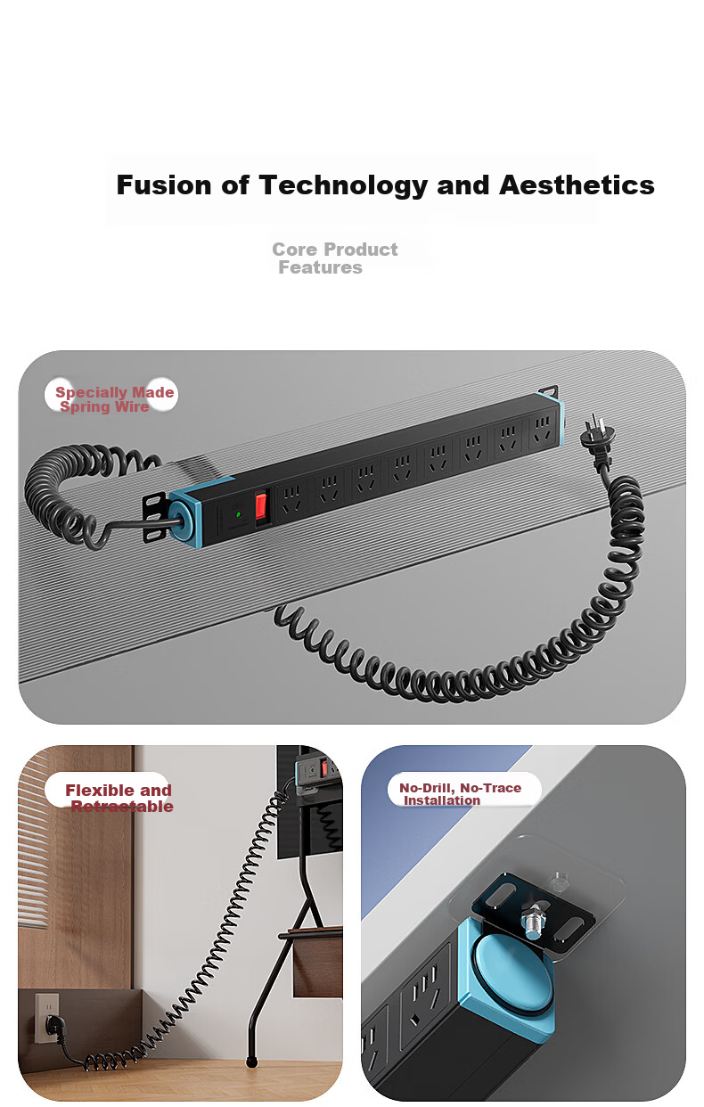CHIGO PDU Power Strip 8-Port 10A Gaming High-Power Rack Socket Power Board Wireless Master Control 2