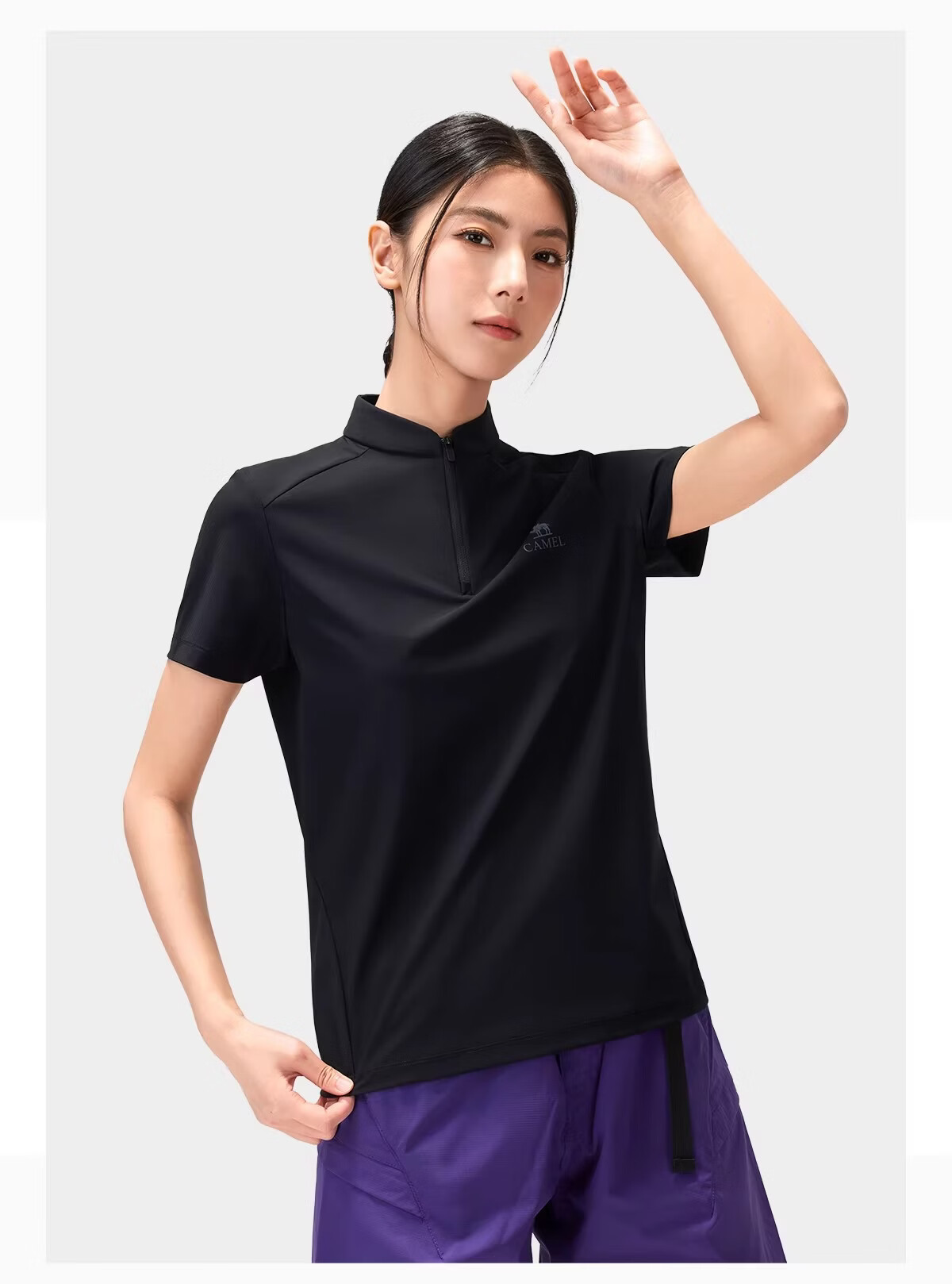 CAMEL Women's Outdoor Quick-Dry T-Shirt 26 Spring Summer Raglan Collar Breathable High Elastic Cooling Sun Protection Sports Top 1034 15