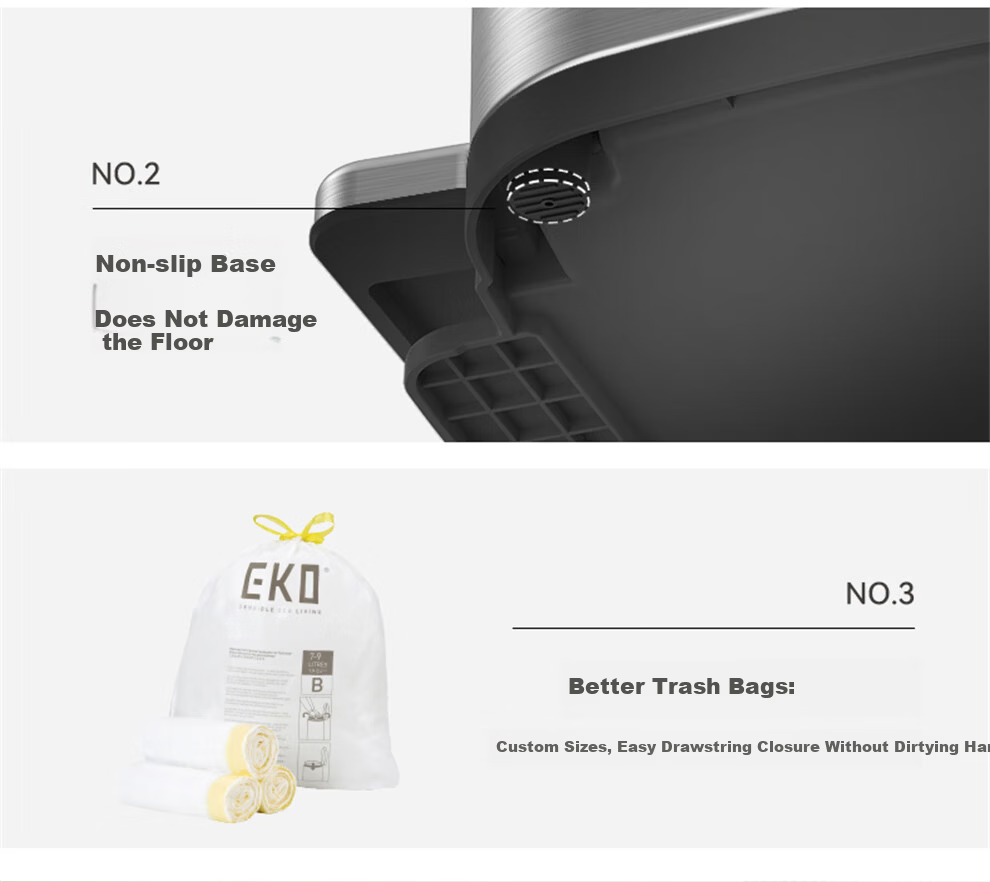 EKO 10L Stainless Steel Pedal Trash Can with Lid Large Household Bathroom Kitchen Model 9584 Recommended by Zhang Ruoyun 13