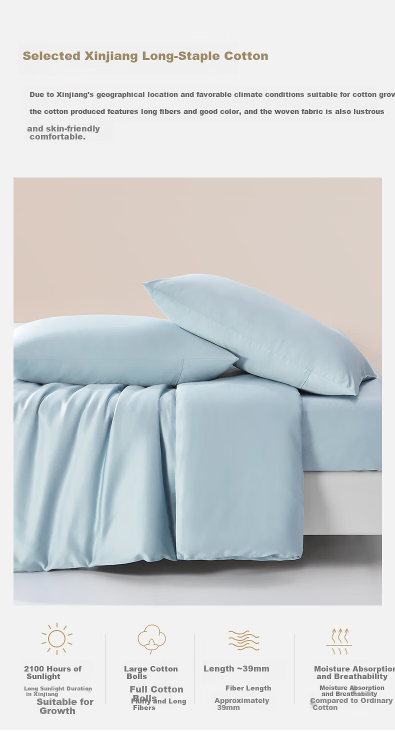 BEYOND Home Textiles 60S Long-Staple Cotton Pure Cotton Duvet Cover Single Set Simple Style (Water Green) 220*240cm 5