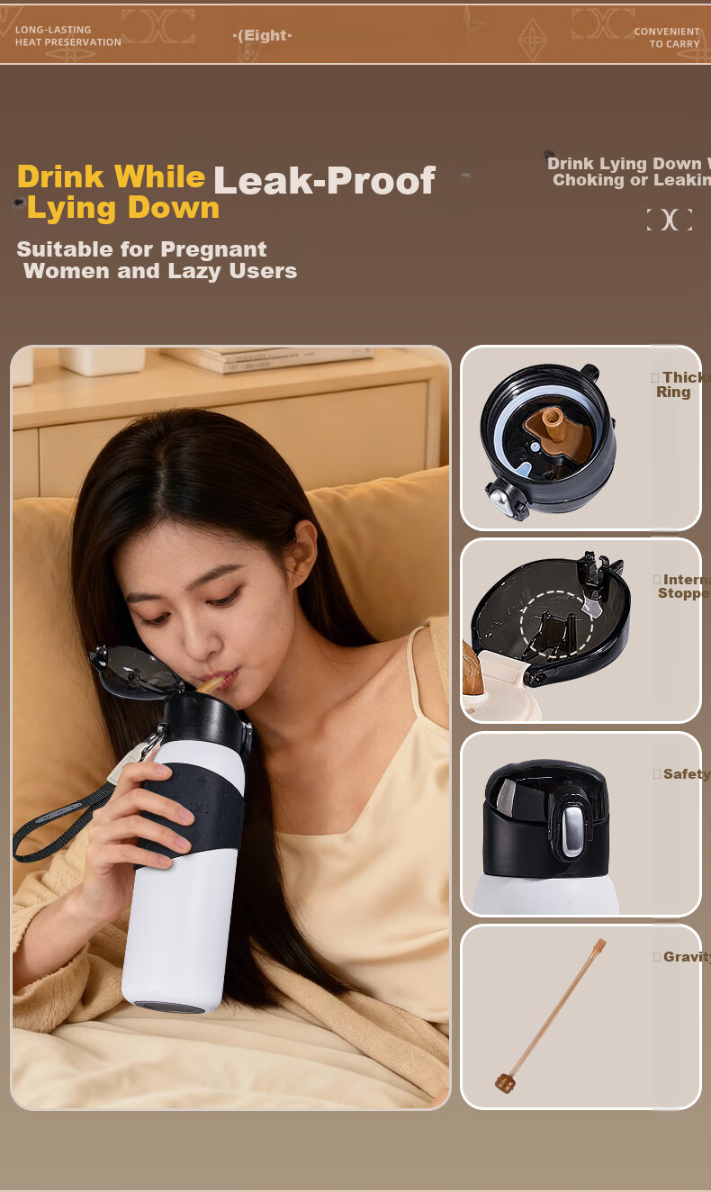 Cica Straw Insulated Water Bottle for Women High-Value Maternity Drinking Cup Adult 316 Stainless Steel 2025 14