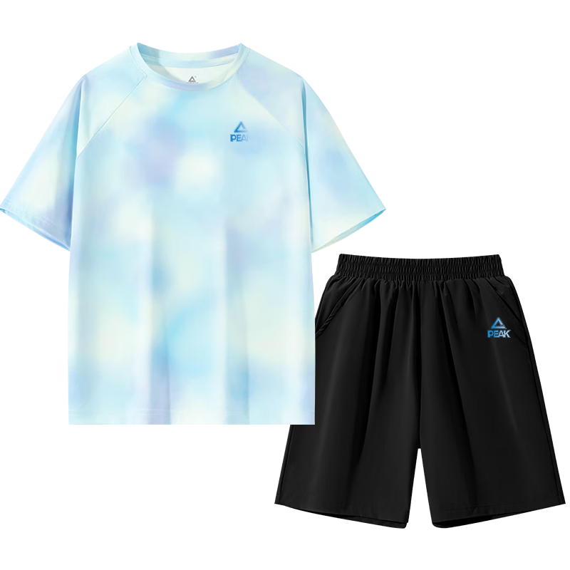 Peak Kids Boys Summer Set 2026 New Tie-Dye Clothes Large Kids Cool Short Sleeve T-Shirt