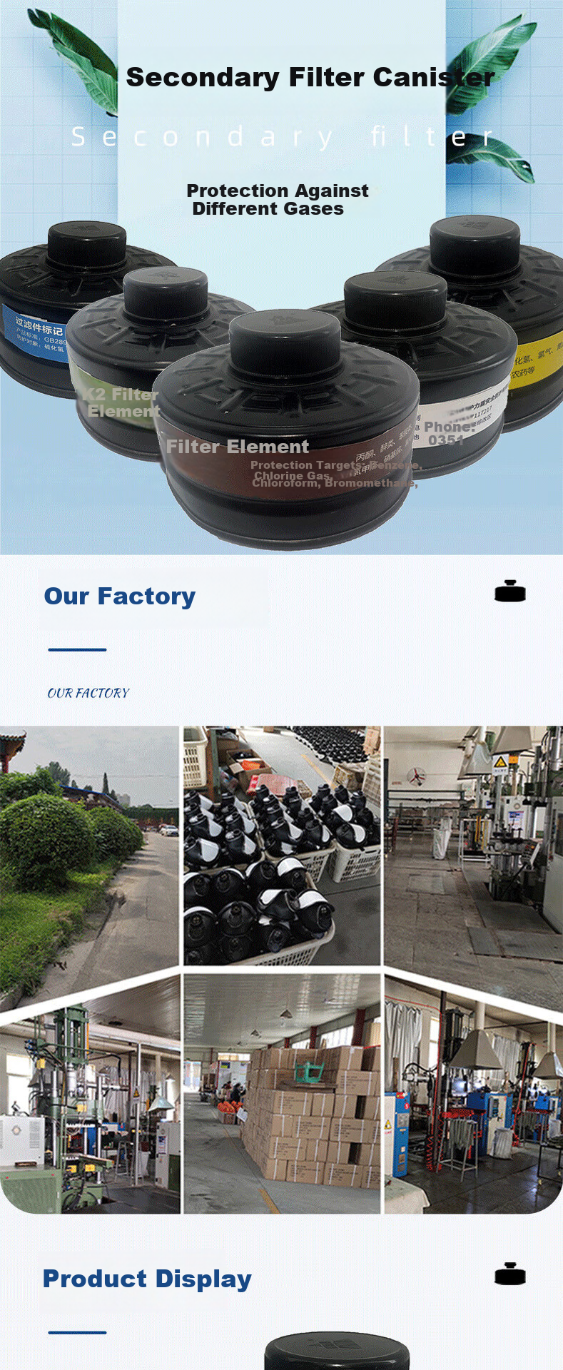 Hulidun Level 2 Gas Filter Canister for Masks CO Organic Gas Protection Canister Models 1/3/4/5/7/8 1