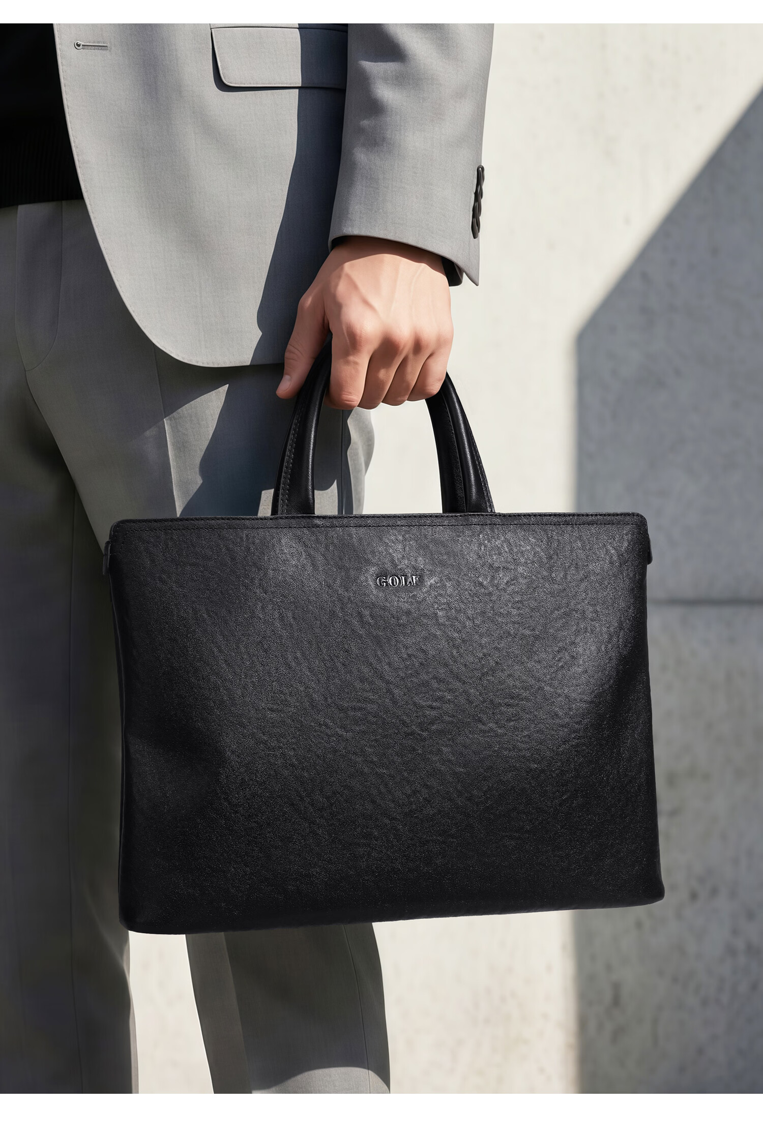 GOLF Men's Briefcase First Layer Cowhide Handbag 13.3/14 Inch Laptop Bag Business Document Bag 10