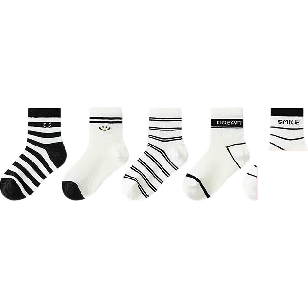 Balabala Boys' Mesh Socks Summer Thin Mid-Calf Comfortable Socks for Toddlers 5 Pairs 209225172101