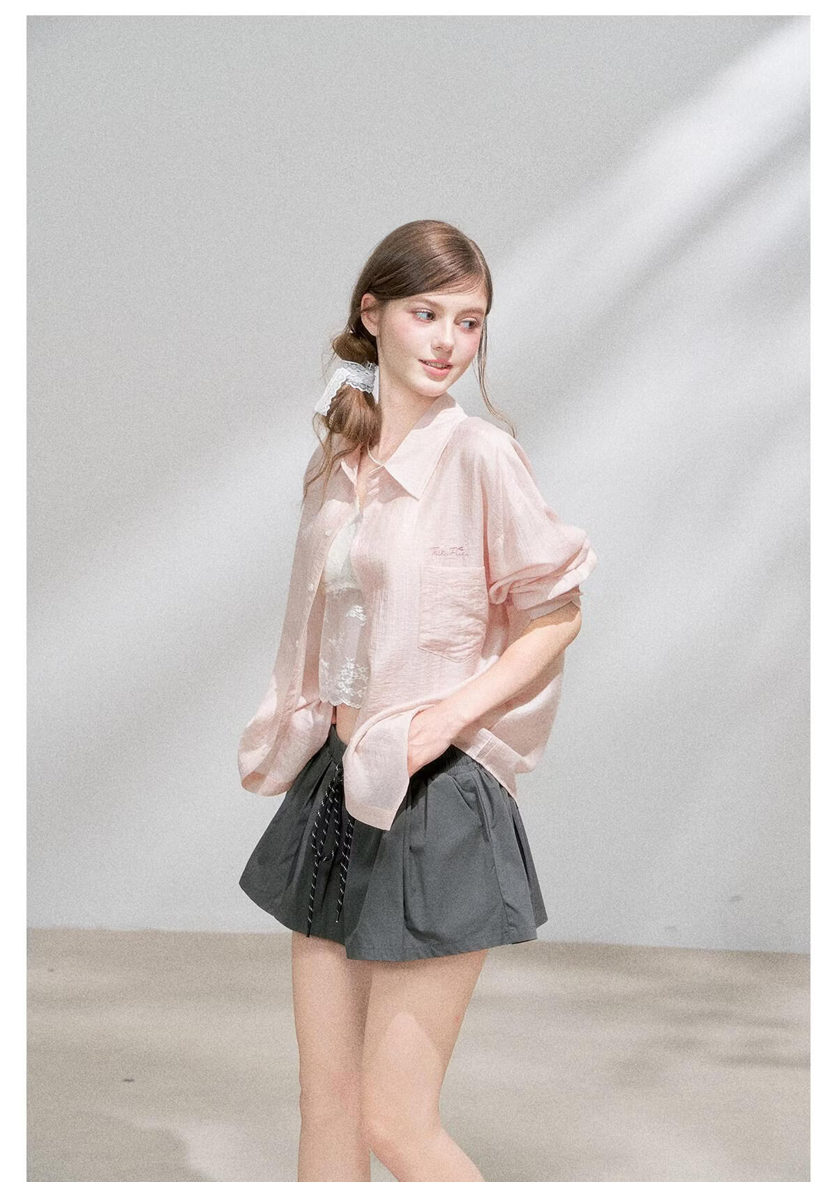 ICH MODE "Spring Light Leisure" Lyocell Sun Protection Long Sleeve Shirt Women Lazy Style Thin Jacket White M 16