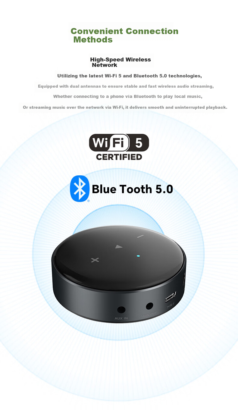 WIIM Mini Digital Streamer DAC All-in-One Lossless HiFi Home Music Digital Player Desktop Music Streaming Airplay Wireless Network Audio Decoder 6