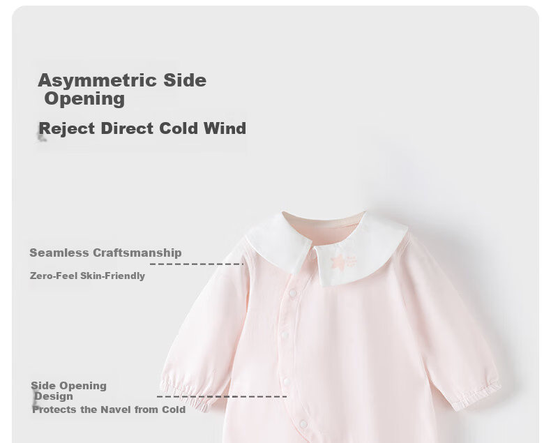 Huanxixiaoxiong Baby Romper Newborn Full Moon Outfit Baby Early Autumn Thin Breathable Long Sleeve One-piece Crawling Suit 12
