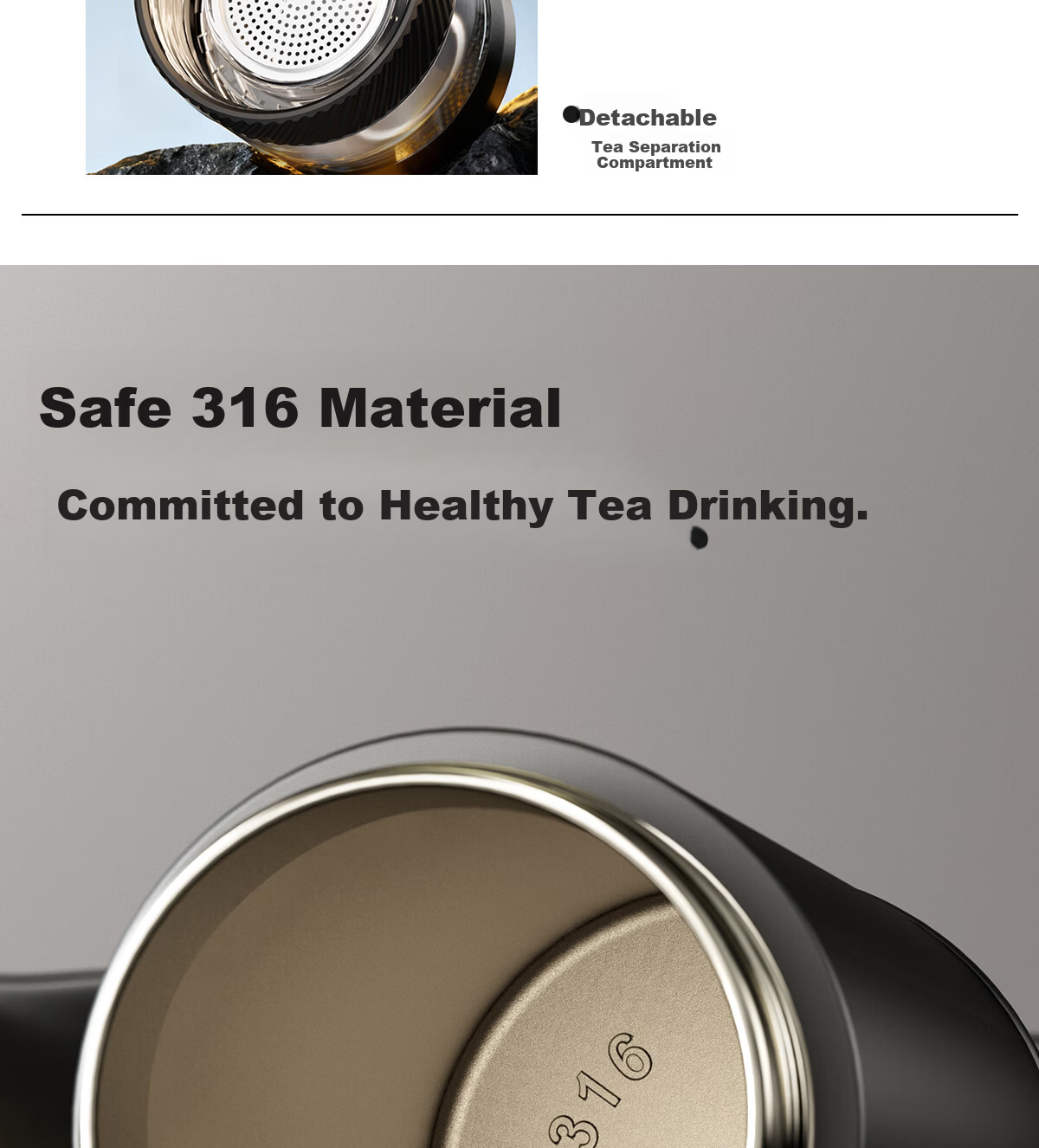 NRMEi Insulated Tea Separation Smart Water Bottle 316 Stainless Steel Men's Business Office Car Travel Gift Cup 11