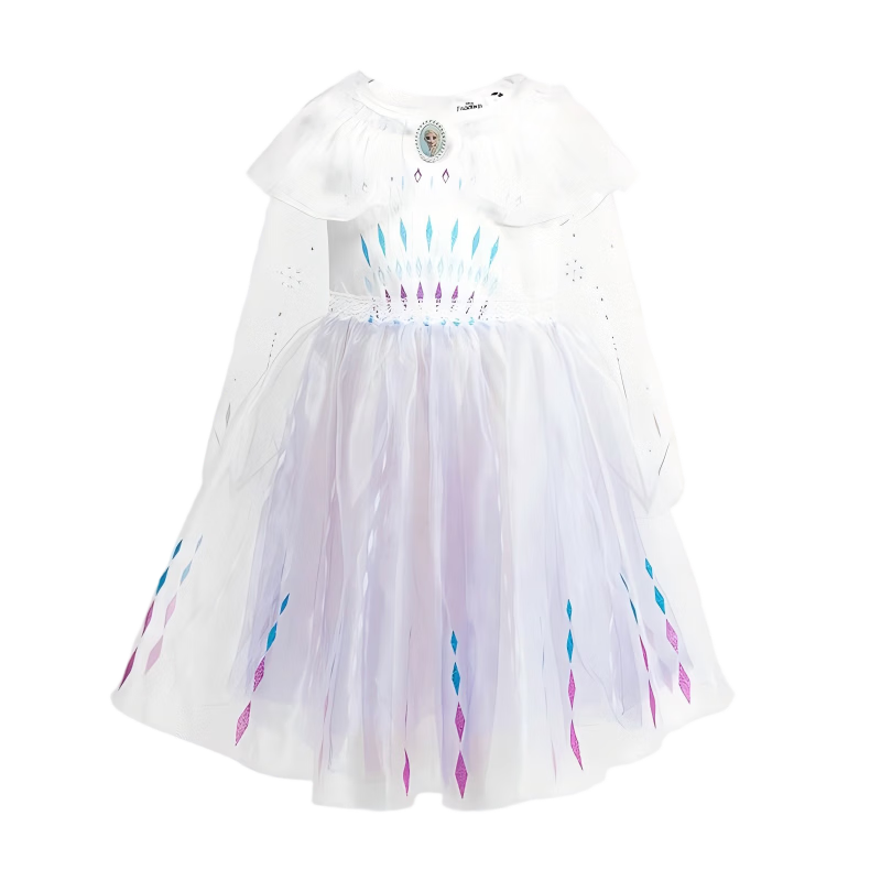 Disney 2026 New Summer Girls' Dress Frozen Elsa Princess Thin Mesh Dress 130CM