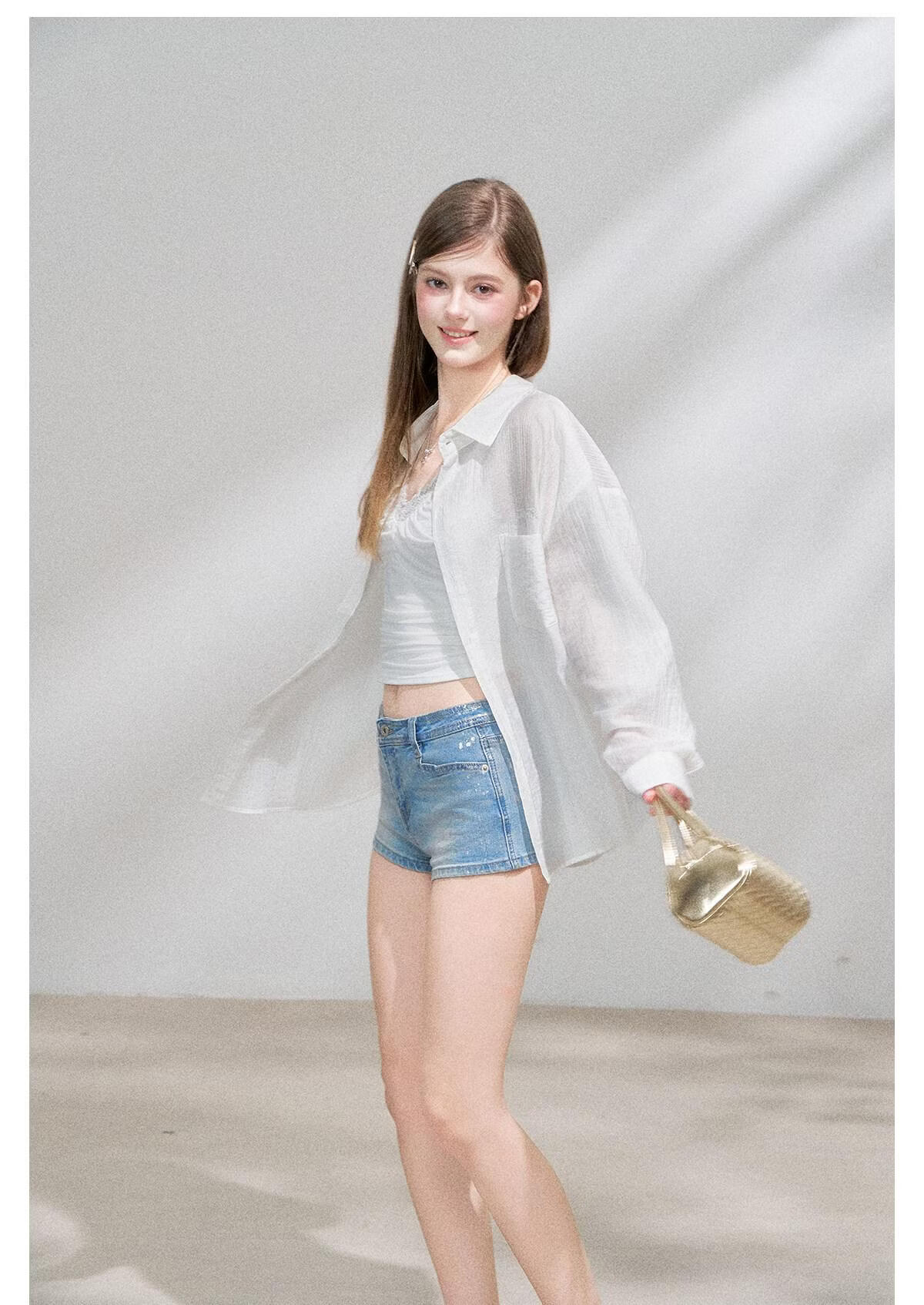 ICH MODE "Spring Light Leisure" Lyocell Sun Protection Long Sleeve Shirt Women Lazy Style Thin Jacket White M 33