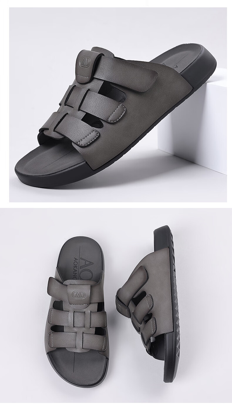 Aokang Summer Men's Casual Beach Sandals Black Size 43 24